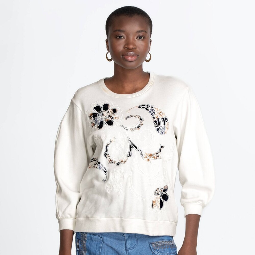 Johnny was Solis Embroidery Paisley Crewneck Sweat Small